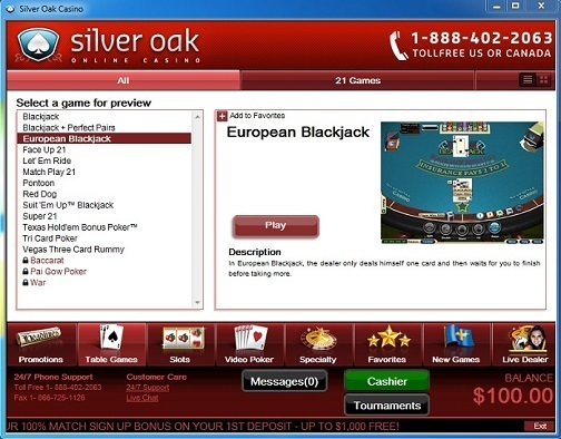 Silver Oak Casino Webplay Login